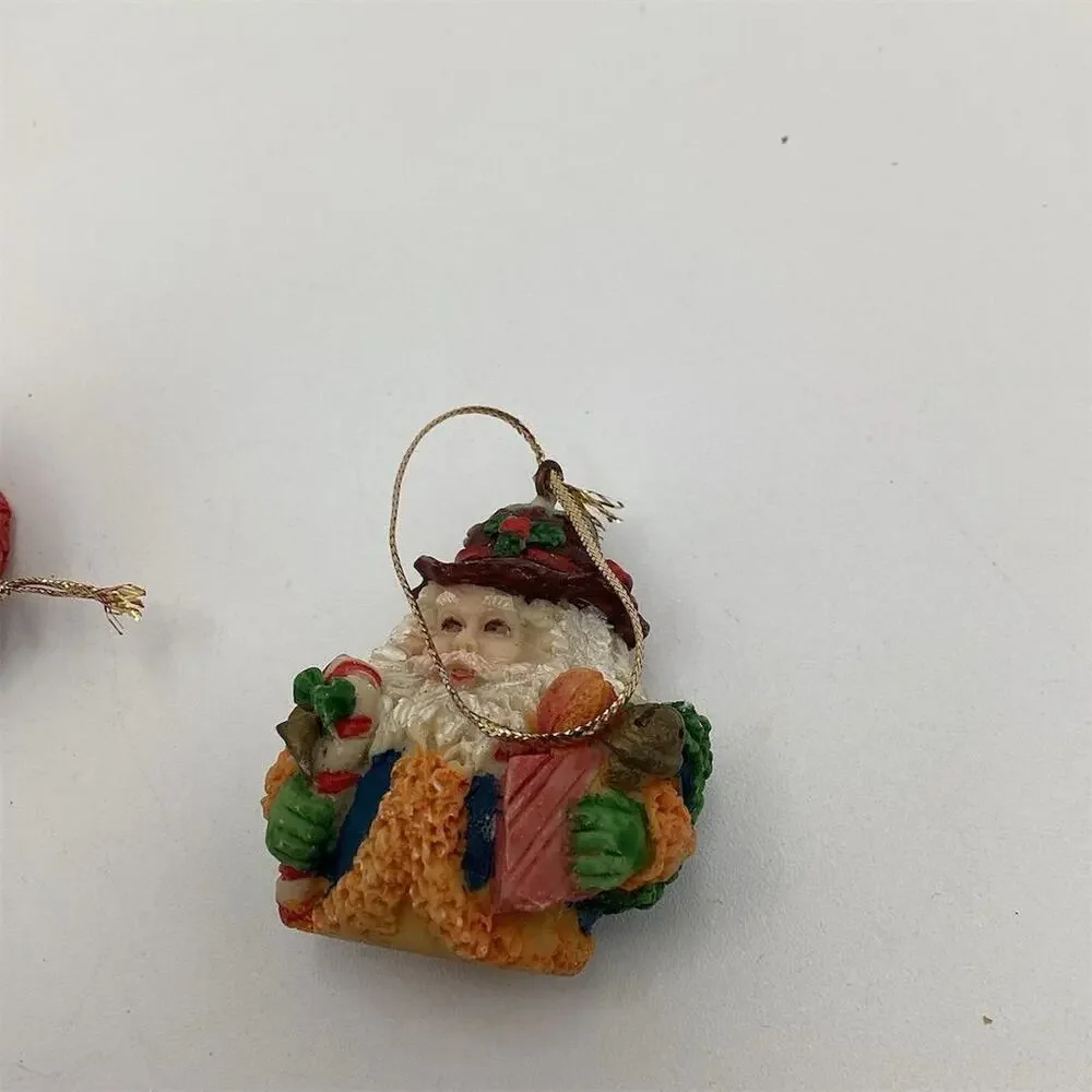 Set of 5 Vintage Santa Claus Christmas‎ Ornaments Multicolor 2”